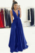 Elastic Satin Prom Dress 2020 Plunge V-Neck Long Party Dress